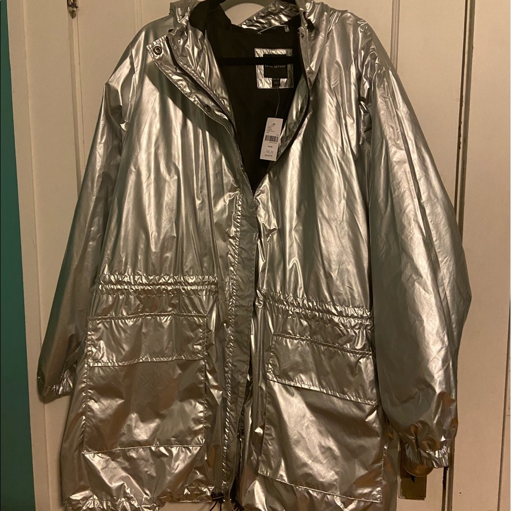 Lane Bryant NWT Metallic Silver lightweight Parka. 26/28